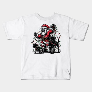 Santa Claus tree lighting dog christmas Kids T-Shirt